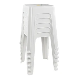 Ponpong 18.7 Inch Plastic Stack Backless Stools, Classroom Stackable Stools, White, Pack of 6