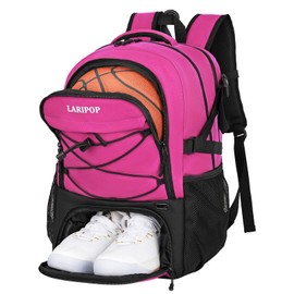LARIPOP Gifts for Men,Basketball Backpack-Large Basketball Bag with Shoe Compartment and Ball Holder,Water Resistant for Sport Training Equipment Fits Soccer,Volleyball,Gym,Travel Gifts