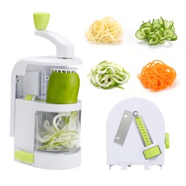 Spiralizer Vegetable Slicer 4 in 1 Rotating Blades Veggie Spiralizer, Zucchini Spiral Noodle Maker with Strong Suction Cup Vegetable Cutter Slicer Spiralizer