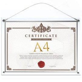 Acrylic Photo Frame, A4, Acrylic Picture Frame, Desktop Wall Mount, Award Frame, Picture, Poster, Appreciation, Diploma, Permit, Display Picture Frame