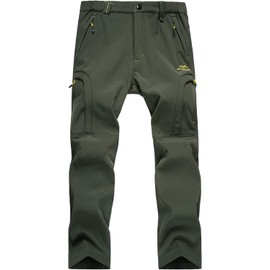 MAGCOMSEN Hiking Pants Mens Pants Thick Pants Camping Pants Winter Fleece Lined Pants Snow Pants Men Green