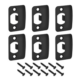 uxcell D-Type Door Strike Plate, 6Pcs 57mm x 45mm Rounded Corners 201 Stainless Steel Latch Deadbolt Strike Plate for Door Frame Door Jamb, Black