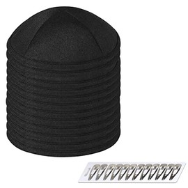 Zion Judaica Deluxe Linen Kippah Yamakas - Yarmulkes para ceremonia para hombre con clips, Negro -, One Size