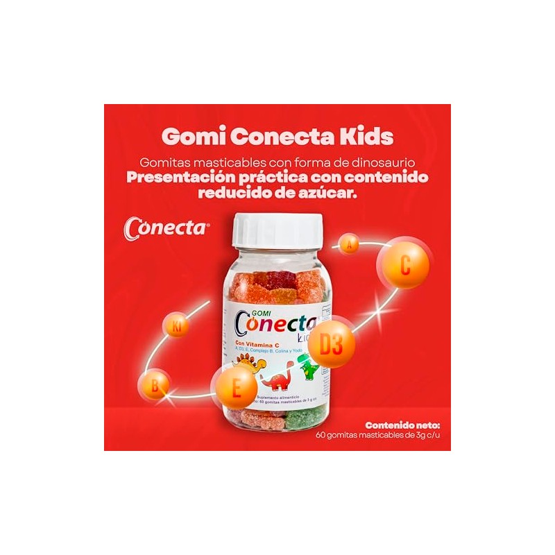 GomiConecta Kids - Multivitamínico para Niños con Vitamina C, D3,