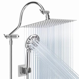 hibbent Shower Head Combo,10 Inch High Pressure Rain Shower Head All Metal Handheld