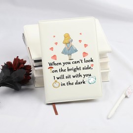G2TUP Alice Inspired Leather Notebook When you Can't Look on the Bright Side Alice Fan Notebook Fairy Tales Gift for Alice Lover (Alice Notebook)