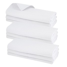 9x Tea Towel 100% Cotton Waffle Pique White