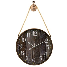 Pacific Bay Montpellier Large Wall Clock Decorative Lightweight Rope Hang Modern Wall Clock Silent Non-Ticking 3-D Dial Easy-to-Read Battery Operated Glass Cover 18-inch Rustic Clock – Latest Model