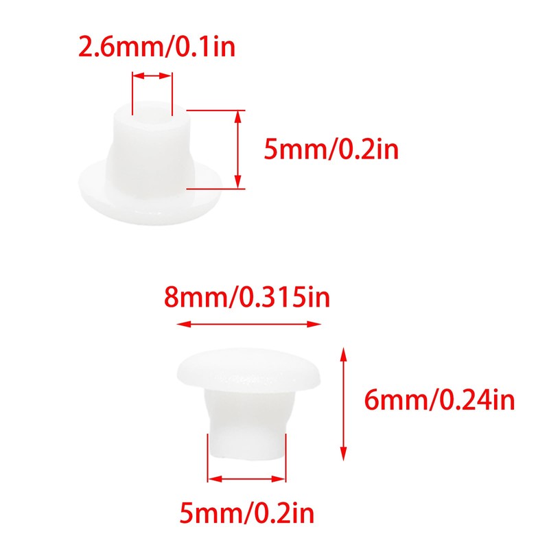 Pocoxll 200 Pieces Plastic Hole Plugs, 5mm Round Button Plugs