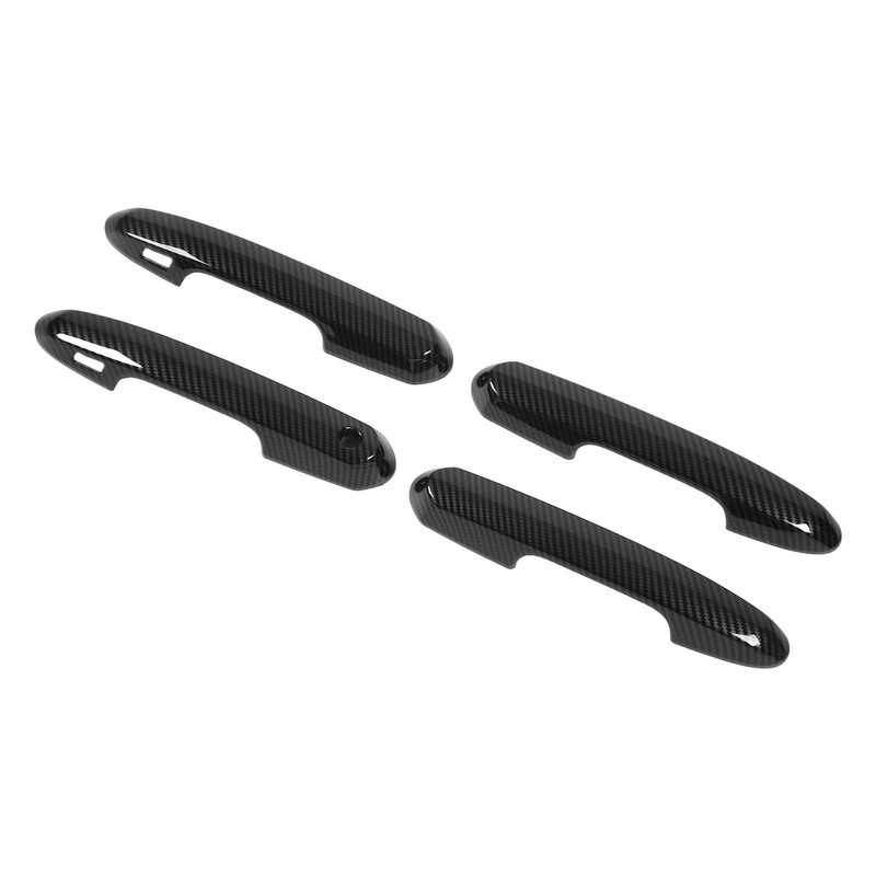 4pcs Gloss Black Carbon Fiber Style Exterior Door Handle Cover