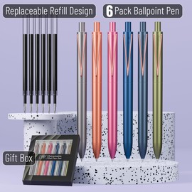 Mr. Pen- Retractable Gel Pens, 6 Pack, Black Ink Gel Pens Fine Point 0.5mm, Metallic Dark Vintage Barrels, Fast Dry, Retractable Pens, Gel Ink Pens, Aesthetic Pens for Journaling Fine Tip Pens