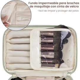 Bolsa De Cosméticos De Viaje De Gran Capacidad, Bolsa De Cosméticos Portátil De Cuero Resistente Al Agua, Neceser Multifuncional Para Mujer Con Asa. (verde)