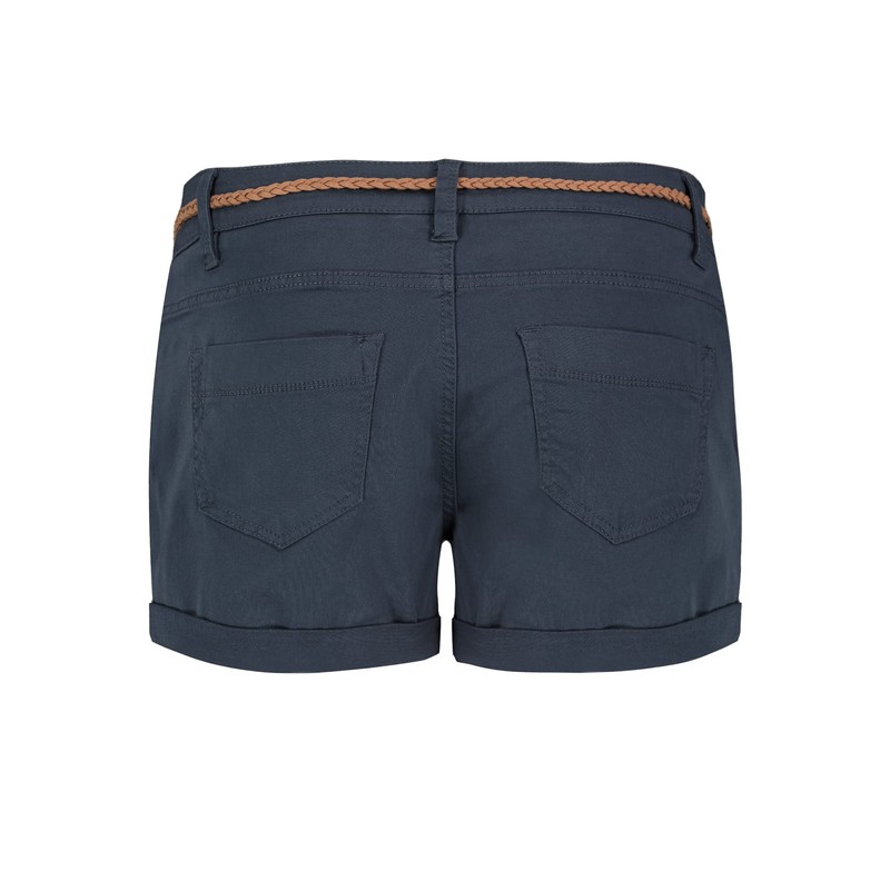 Sublevel women's stretch shorts with a braided belt. - dark