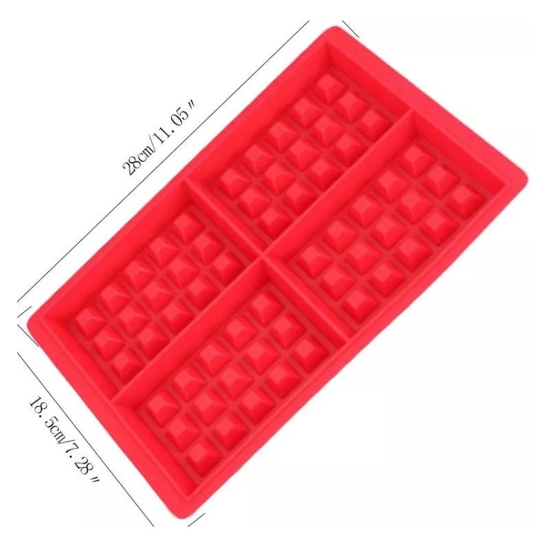 Launer Molde Silicona Wafflera 4 Cavidades Repostería Waffles 2 Pza