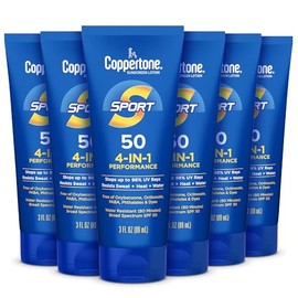 Coppertone SPORT Sunscreen Lotion SPF 50 Travel Size Multipack (3 Fluid Ounce Bottle, Pack of 6)