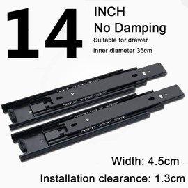 TBNOD 2 Pair 3-Sections Full Extension Silent Drawer Slides 14 Inch, Side Mount Ball Bearing Sliding Drawer Slide for 10 12 14 Inch (14 Inch, 2 Pairs)