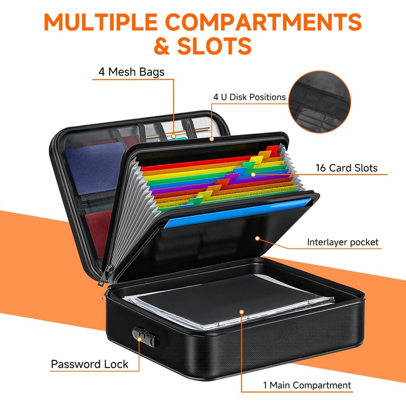 Fireproof Document File Organizer Bag, 5200°F Portable File Organizer with