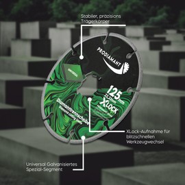 PRODIAMANT Diamond Cutting Disc X-Lock 125 mm Universal - Vacuum Coated for Construction & Crafts