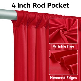 10x12 ft Red Backdrop Curtains for Wedding Parties, Wrinkle Free Polyester 12 ft Long Photo Backdrop Drapes Back Drop Cloth for Birthday Baby Shower Ceremony Photography Background