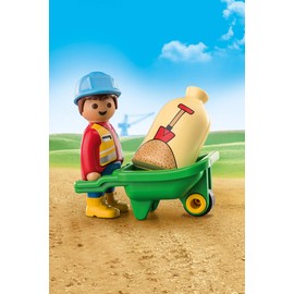 PLAYMOBIL 1.2.3 70409 Construction Worker with Wheelbarrow, for Children Ages 1.5 - 4