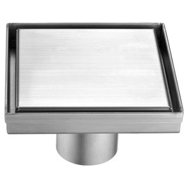 Alfi ABSD55B Alfi Brand -Bss 5 Inch x 5 Inch Modern Square Stainless Steel Shower Drain With Solid Cover, Silver