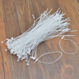 Fodattm 1000PCS Adjustable Security Beaded Loop Tie Plastic Paper Price Tagging Fastener Snap Lock for Hang Tags Price Tags or Clothing Tag (Clear, Length: 9 Inch)