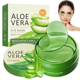 Pack of 60 Aloe Vera Eye Pads, Moisturising Eye Mask, Anti Ageing Eye Patches, Remove Dark Circles, Reduce Bags for Wrinkles, Hyaluronic & Collagen Care of the Eyes