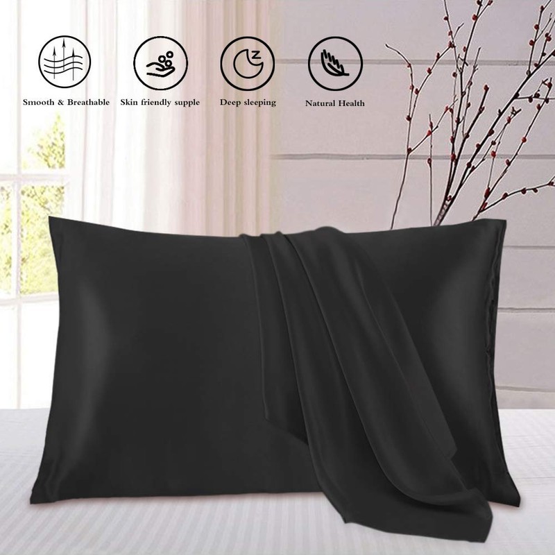 Zippered Satin Pillowcases, Super Soft and Luxury Standard Pillow Cases