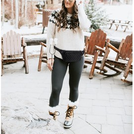 UTO Fanny Pack for Women Water-Repellent Nylon Quilted Belt Bag Fashion Lightweight Waist Pack with 3 Zipper Pockets Black