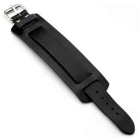 PiercingJ, Wide, Genuine Leather Bracelet, Bangle, Cuff, Adjustable, 7.2-9 inches, Unisex, Punk, Biker, Rock, Black/Brown