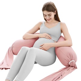 DSWCKNVK The Adjustable Pregnancy Pillows for Sleeping，Pregnancy Pillow Uses a Unique 5-Point Support，Turn Into Every Shaped Pregnant Pillow，Removable Maternity Pillows (Pink, 55IN)