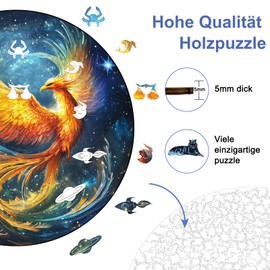Phoenix Wooden Puzzle for Adults, Unique Wooden Puzzle, Animal Shape, Wooden Puzzle with Gift Box, 583 Pieces, XL-50 x 50 cm