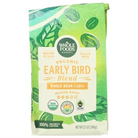 WHOLE FOODS MARKET Organic Whole Bean Early Bird Coffee, 12 OZ