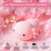 Lámpara de Noche Axolotl, Luz Nocturna Infantil, Silicona Táctil, Regulable,