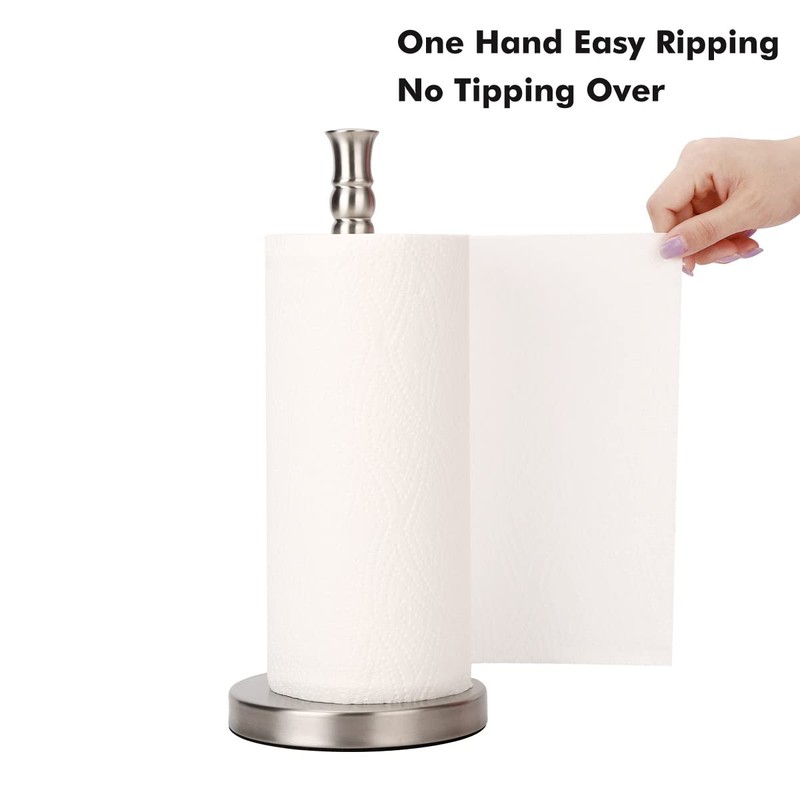 Paper Towel Holder Stand Countertop with Heavy Weighted Stainless Steel
