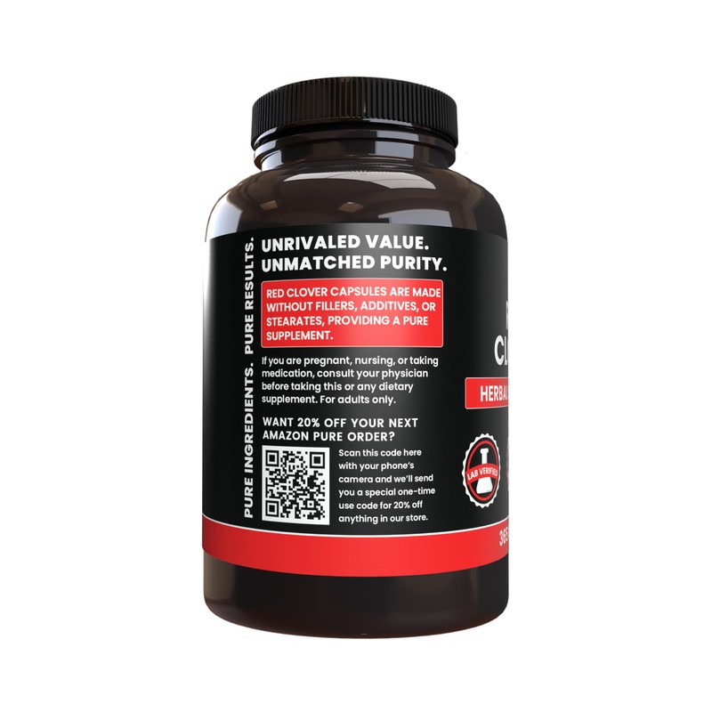 PURE ORIGINAL INGREDIENTS Red Clover (365 Capsules) No Magnesium Or
