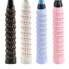 Tennis Badminton Grip Tape, Set of 4, Porous, Breathable, Sweat Absorbent, Anti-slip, Stretchable, Bicolor Keel Hands, Suitable for Badminton Rackets, Tennis Racquets, Dumbbells and More (Black, White