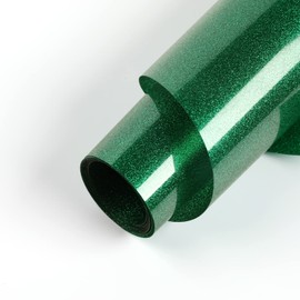HTVRONT Green Glitter Heat Transfer Vinyl - 10" x 5FT Green Glitter HTV Vinyl for T-Shirts, Green Glitter Iron on Vinyl for All Cutter Machine（Green Glitter）