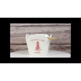 Oriental Buddha Pagoda Asian Takeout To Go Box Serving Bowl With Chopsticks Set