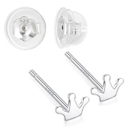 5MM Little Crown Hypoallergenic Sterling Silver Earrings For Girls Sensitive Jewelry Studs Earrings