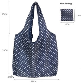 FAVORTALK Fold Away Shopping Bags - 2 Pcs Folding Reusable Nylon Water Resistant Shopper Bags for Women Ladies - Lightweight Strong & Durable Grocery Bags - D8707