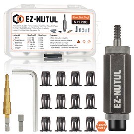 Jack nut Installation Tool Set Hand Thread Insert Jacknuts Assortment Kit for Thin Metal Plastic Polywood Pressboard Hardboard (10-24 (Jack Nut Tool-12pcs, Black))