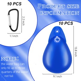 Festanlee 10 Pcs Swimming Pool Cover Weights with Hooks Thick PVC Pool Cover Hanging Water Bags Winter Pool Tarp Weights for Above Ground Pool Cover (Blue)