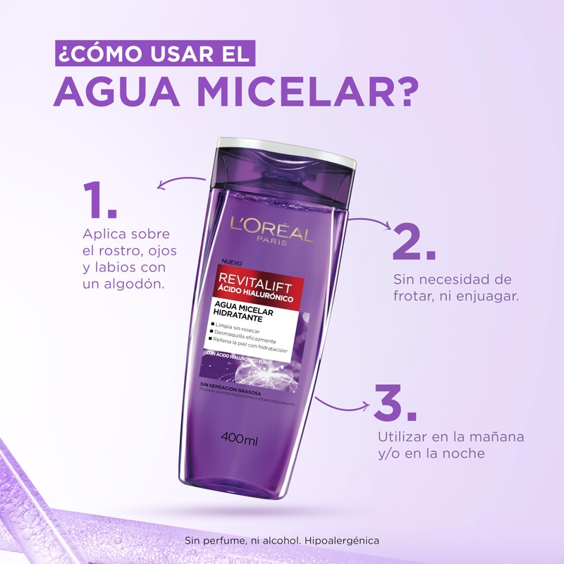 L'Oreal Paris Agua Micelar Con Acido Hialuronico 200 Ml. L'Oreal