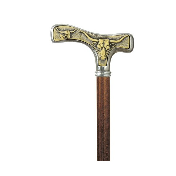 Texas Longhorn Walking Cane imported from Italy made with silver and ivory faux. by King Products