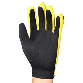 Diving Gloves, 1Pair/Set 3 Colors Diving Neoprene Gloves for Snorkeling Kayaking Surfing Water Sports (Black Yellow S)