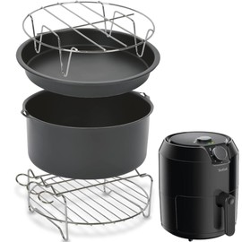 UTIZ Compatible with Tefal XA1120 Easy Fry XL Accessory Set | Insert Cooking Basket | 4 Accessories | Hot Air Fryer | Healthy Cooking | Non-Stick Coating, Stainless Steel, Grey