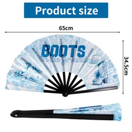 Boots on The Ground Fan,13'' Where Them Fans At Clacking Fans for Line Dancing,Popping Clack Hand Fan Foldable for Cowgirl Party Festival,Gifts for Line Dance Lover,Cow Girls Outfits Women Accessorie