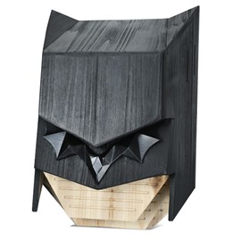 Caped Hero Bat House for Outdoors - Wooden Large Three Chamber Box Perfectly Designed to Attract Bats, Weather-Resistant (Black, 3 Chamber)