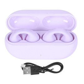Ear Clip Bluetooth Headphones Waterproof Stereo Noise Cancelling Bone Conduction Open Ear Wireless Earbuds for Sports Purple